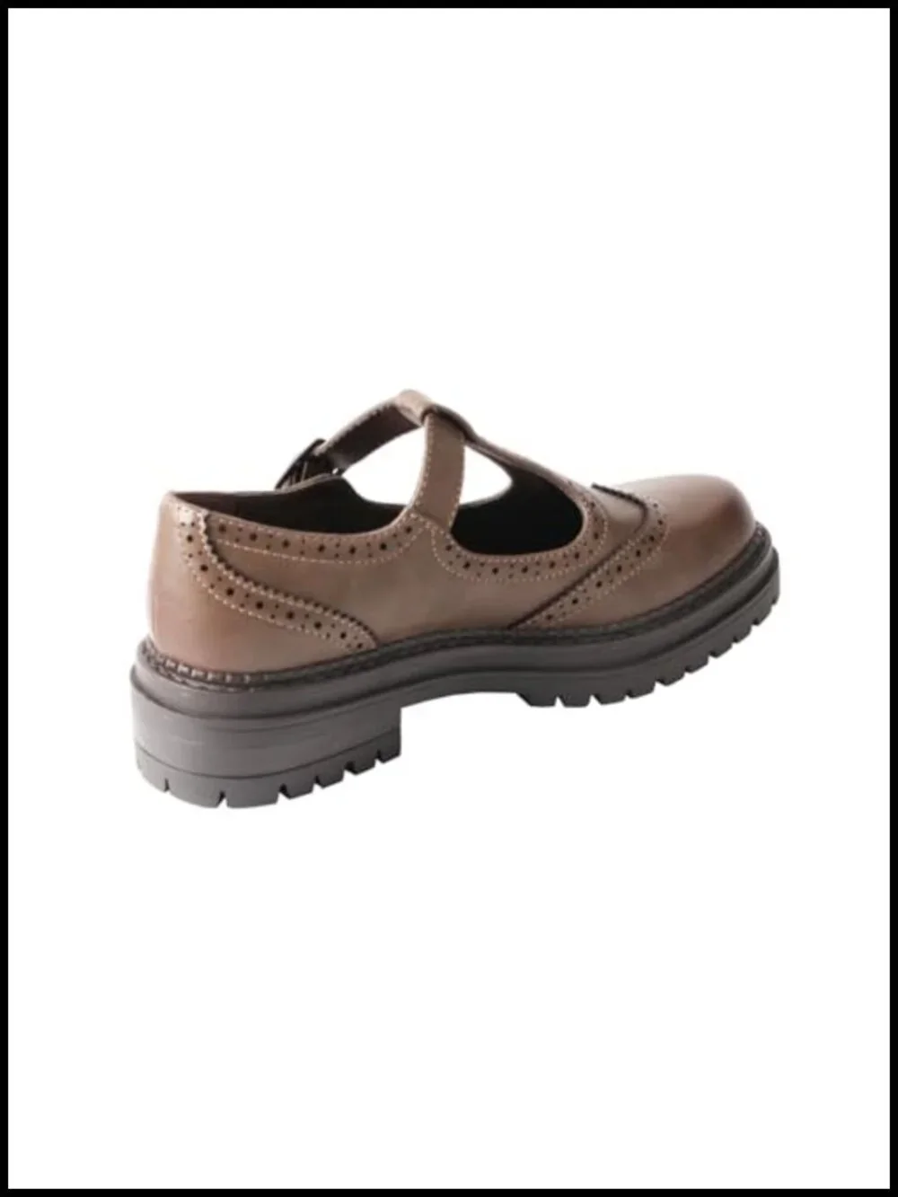 Chunky Platform T-Strap Loafer Hollowed-Out Vintage Round Toe Women's Shoes